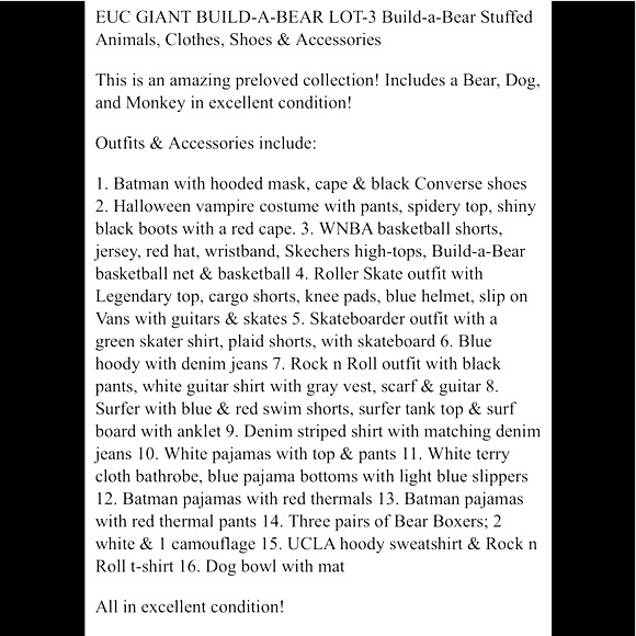 EUC BUILD-A-BEAR LOT-3 Stuffed Animals, Tons of Clothes, Shoes & Accessories! - Picture 12 of 12